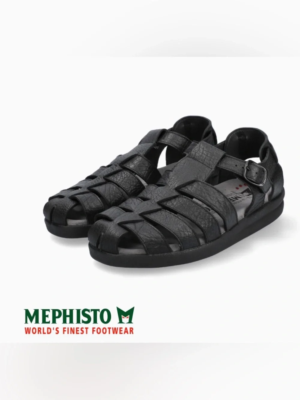 Mephisto Men’s Black Woven Leather Fisherman Sandals